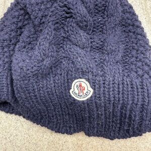 Moncler Dark Blue Fuzzy Knit Hat